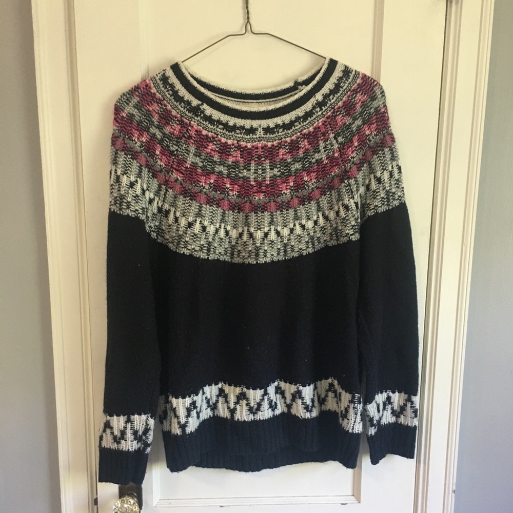 Patterned Black Knit Sweater
